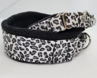 White Leopard Print Fleece Lined Martingale Collar